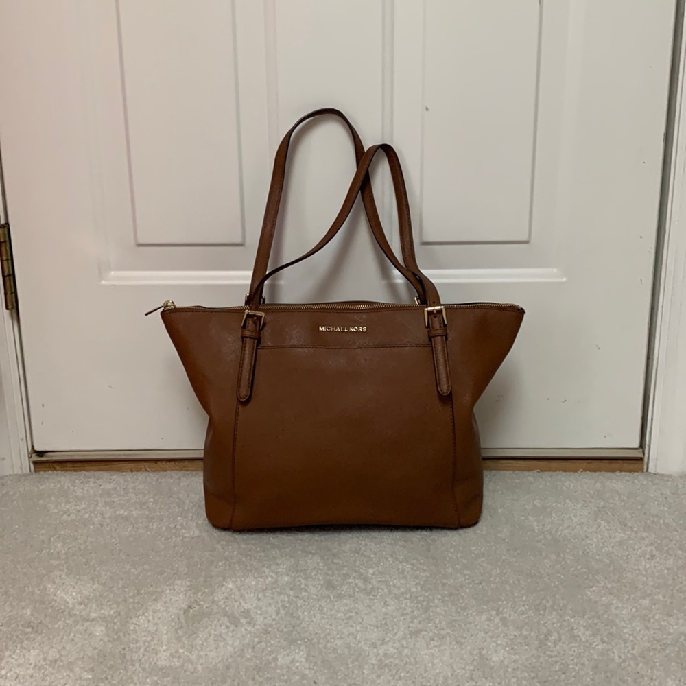 Michael Kors brown leather tote bag